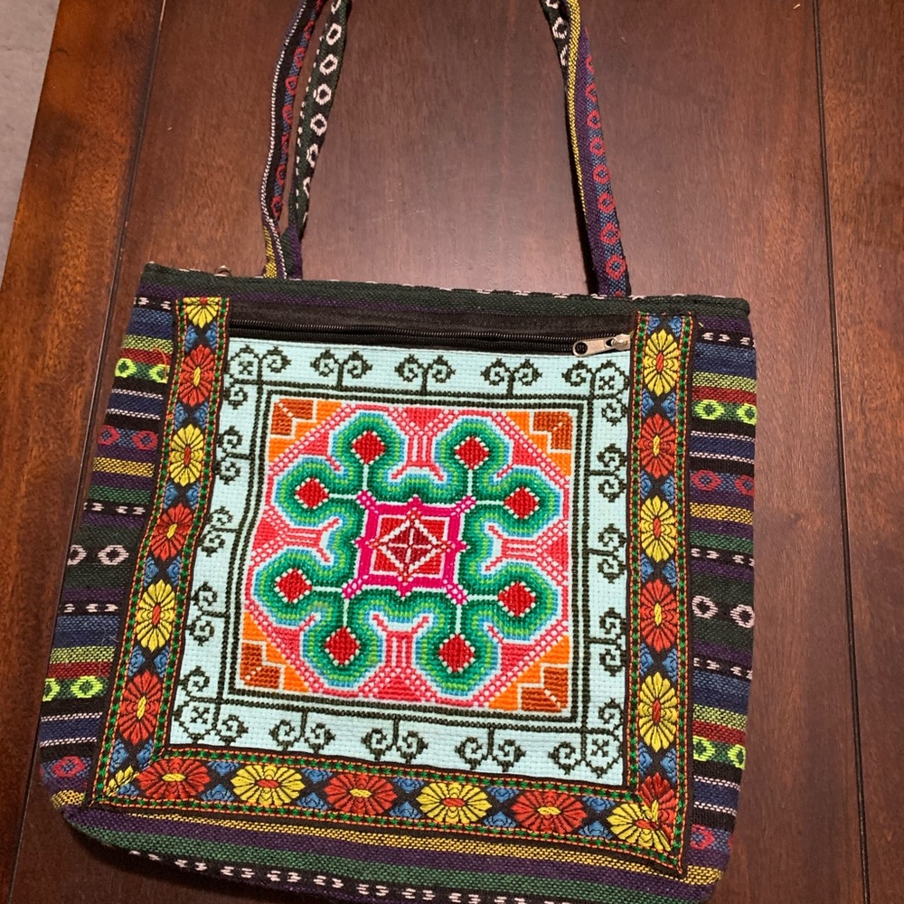 Multicolor Embroidered Tote Bag